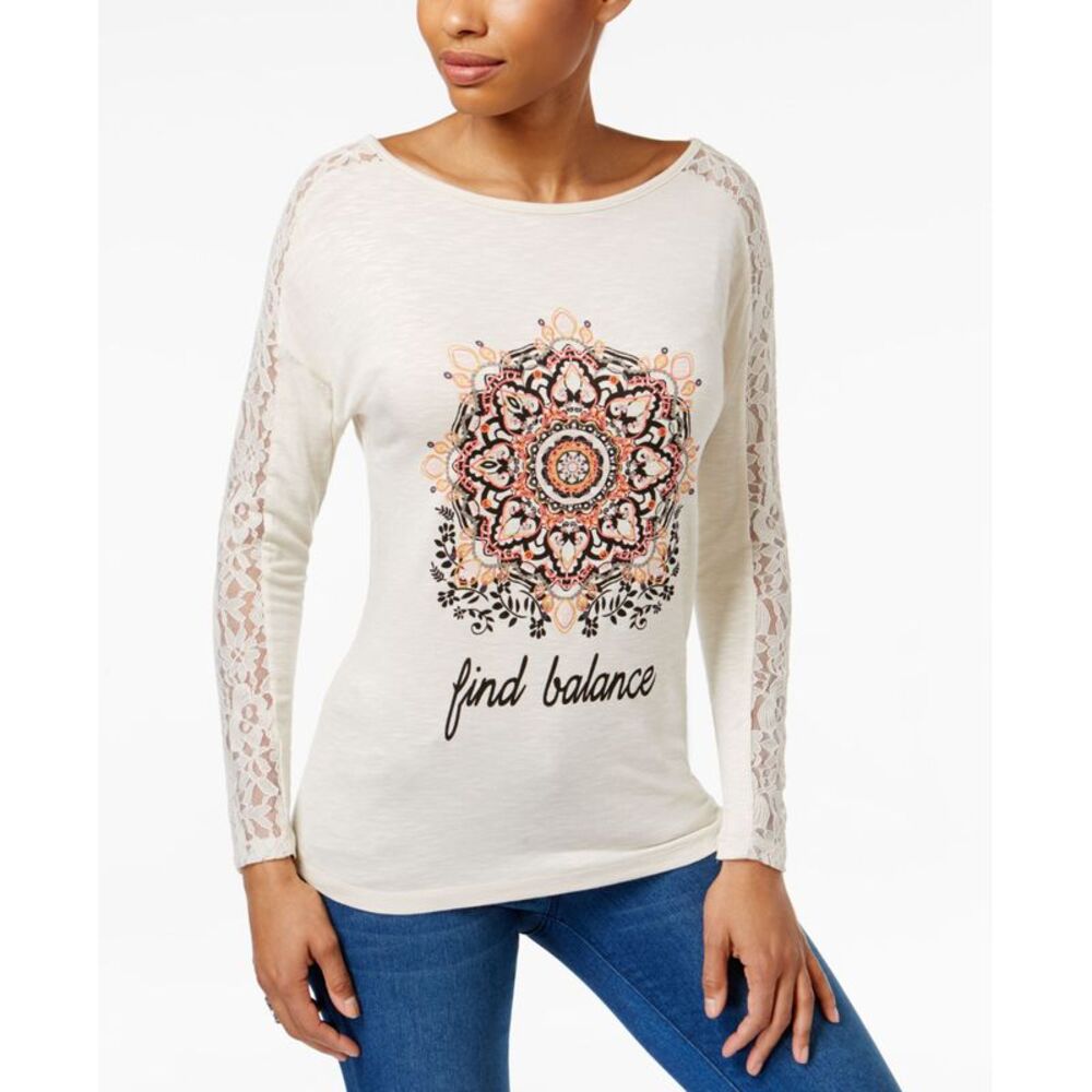 Jamie Layla Graphic Print Lace Sleeve Top